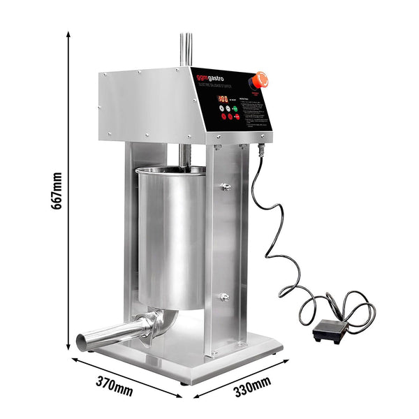 Elektryczna maszynka do nadziewania kiełbasy i churros – 12 litrów – 90 W – stal nierdzewna – w zestawie 4 nasadki do nadziewania kiełbasy i 3 nasadki do churros