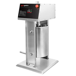Elektryczna nadziewarka do kiełbas - stal nierdzewna - pionowa - 30l - 180W - w zestawie: pedał nożny i (4 lejki do kiełbas i 3 lejki do churros)