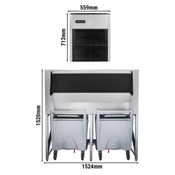 Kostkarka do lodu - 335 kg / 24godz. - włącznie z pojemnikiem do przechowywania lodu - Prime Gastro