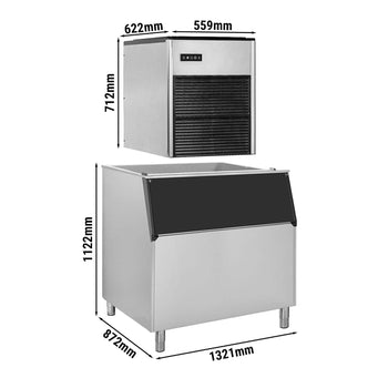 Kostkarka do lodu - 335 kg / 24godz. - włącznie z pojemnikiem na lód - Prime Gastro