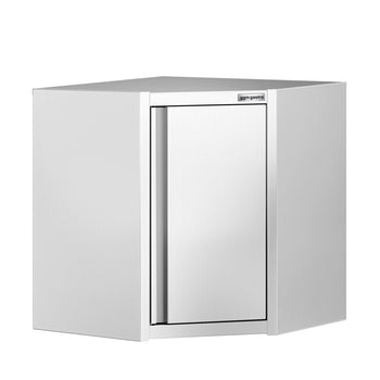Narożna szafka naścienna ze stali nierdzewnej – 700 x 700 mm – z drzwiami skrzydłowymi – wysokość: 650 mm