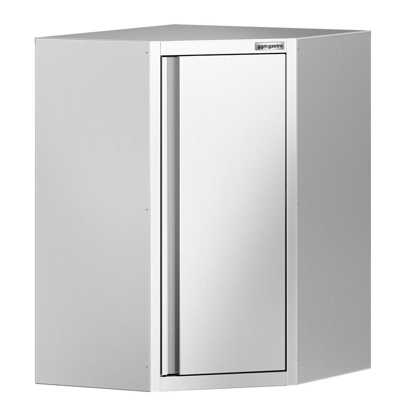 Narożna szafka wisząca ze stali nierdzewnej – 700 x 700 mm – z drzwiami skrzydłowymi – wysokość: 1000 mm