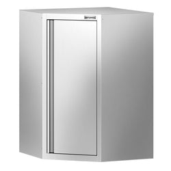 Narożna szafka wisząca ze stali nierdzewnej – 700 x 700 mm – z drzwiami skrzydłowymi – wysokość: 1000 mm