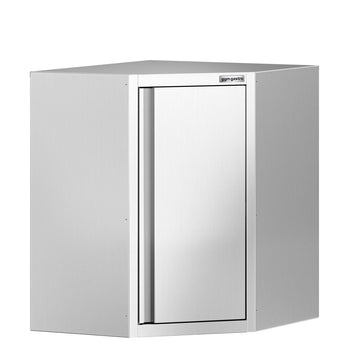Narożna szafka ścienna ze stali nierdzewnej – 700 x 700 mm – z drzwiami skrzydłowymi – wysokość: 800 mm