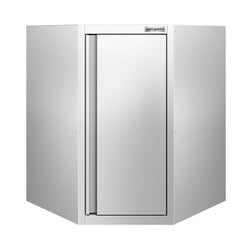 Narożna szafka ścienna ze stali nierdzewnej – 700 x 700 mm – z drzwiami skrzydłowymi – wysokość: 800 mm