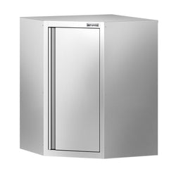 Narożna szafka ścienna ze stali nierdzewnej – 700 x 700 mm – z drzwiami skrzydłowymi – wysokość: 800 mm