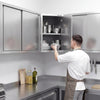 Narożna szafka wisząca ze stali nierdzewnej – 700 x 700 mm – z drzwiami skrzydłowymi – wysokość: 1000 mm