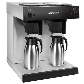 Ekspres do kawy z filtrem - 2x 2 litry - 3,3 kW - z 2 płytami grzewczymi - włącznie z 2 termosami po każdy 2 litry - Prime Gastro