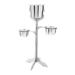 Chłodziarka do butelek ze stojakiem i 2 tacami na kostki lodu - stal nierdzewna