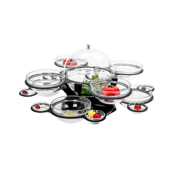 Etażerka/stojak bufetowy - obrotowy - czarny - włącznie z 17 szklanymi miskami - okrągły - Prime Gastro