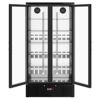 Chłodziarka do napojów - 500 litrów - wnętrze ze stali nierdzewnej - z 2 szklanymi drzwiami - Prime Gastro