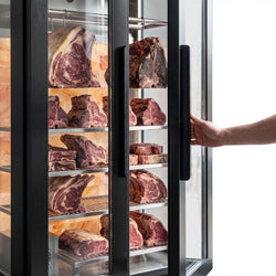 Szafa do dojrzewania mięsa na sucho – 1000 mm – z 2 drzwiami szklanymi – czarna