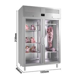 Szafa do dojrzewania mięsa metodą dry aging – 1300 mm – 2 szklane drzwi – stal nierdzewna