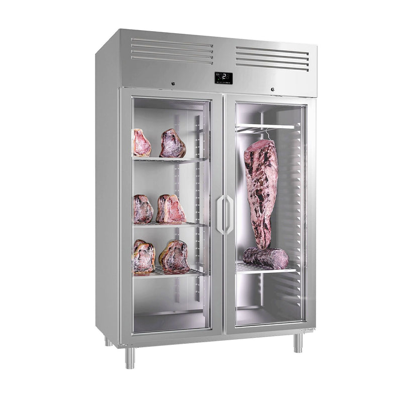 Szafa do dojrzewania mięsa metodą dry aging – 1300 mm – 2 szklane drzwi – stal nierdzewna