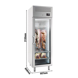 Szafa do dojrzewania mięsa metodą dry aging – 680 mm – 1 szklane drzwiczki – stal nierdzewna