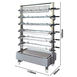 Mobilny wózek na 24 szpikulce - 1150 x 800 x 1600 mm - do grilla do kurczaka