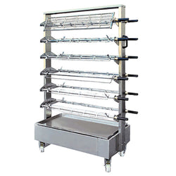 Mobilny wózek na 24 szpikulce - 1150 x 800 x 1600 mm - do grilla do kurczaka