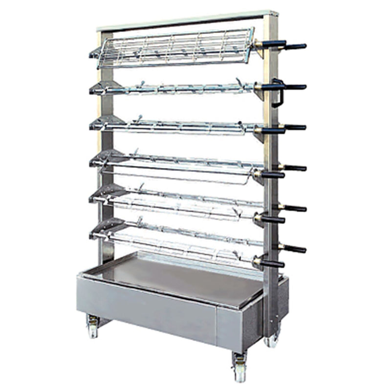 Mobilny wózek na 24 szpikulce - 1150 x 800 x 1600 mm - do grilla do kurczaka