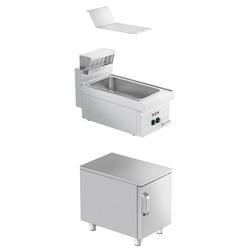 Elektryczny Podgrzewacz do frytek - 1,17kW - 1x GN 1/2 - z promiennikiem IR - na podstawie szafkowej, 1 - drzwiowej