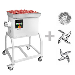 Elektrischer Fleischwolf 32 - 600kg/h - 3 kW - mit Kühlung - inkl. fahrbarem Untergestell
