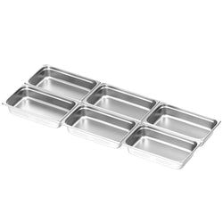 (6 sztuk) Pojemniki ze stali nierdzewnej GN 1/1 – z otworami – wysokość: 100 mm