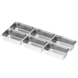(6 sztuk) Pojemniki ze stali nierdzewnej GN 1/1 – z otworami – wysokość: 150 mm