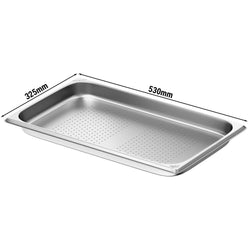 (6 sztuk) Pojemniki ze stali nierdzewnej GN 1/1 – z otworami – wysokość: 40 mm