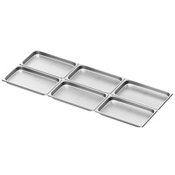 (6 sztuk) Pojemniki ze stali nierdzewnej GN 1/1 – z otworami – wysokość: 40 mm