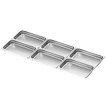 (6 sztuk) Pojemniki ze stali nierdzewnej GN 1/1 – z otworami – wysokość: 65 mm