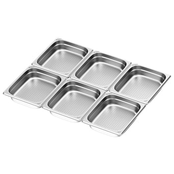 (6 szt.) Pojemnik GN ze stali nierdzewnej - GN 1/2 - 65mm - perforowany