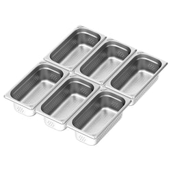 (6 szt.) Pojemnik GN ze stali nierdzewnej - GN 1/3 - 100mm - perforowany