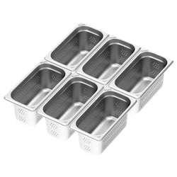 (6 szt.) Pojemnik GN ze stali nierdzewnej - GN 1/3 - 150mm - perforowany