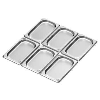(6 sztuk) Pojemniki ze stali nierdzewnej GN 1/4 – wysokość: 20 mm