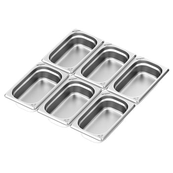 (6 szt.) Pojemnik GN ze stali nierdzewnej - GN 1/4 - 65mm