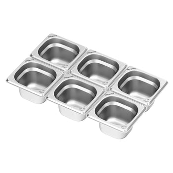 (6 Stück) Edelstahl GN - Behälter 1/6 - Höhe 100mm