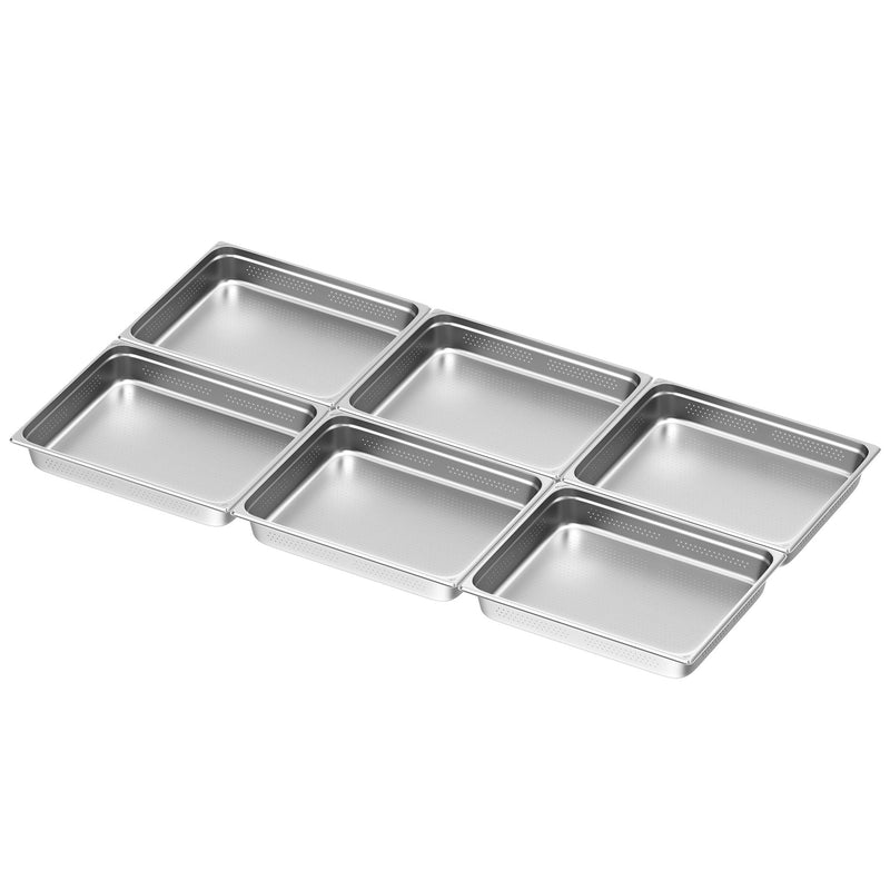 (6 szt.) Pojemnik GN ze stali nierdzewnej - GN 2/1 - 100mm - perforowany