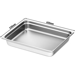 (6 sztuk) Pojemniki ze stali nierdzewnej GN 2/1 – wysokość: 100 mm