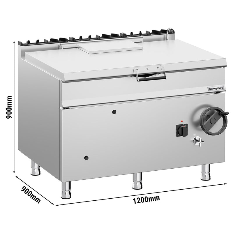 Gas Kippbratpfanne - 120 Liter - 30 kW - mit Handrad und Wasseranschluss