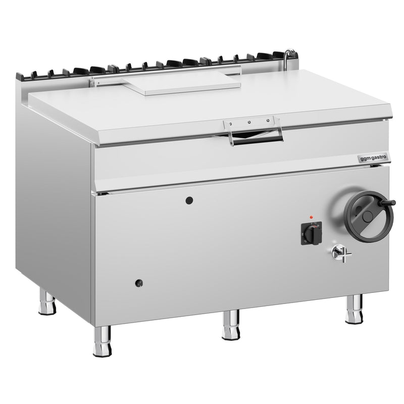 Patelnia gazowa uchylna - 120L - 30kW - przechył ręczny (koło) - z dopustem wody
