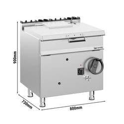 Gas Kippbratpfanne - 60 Liter - 20,5 kW - mit Handrad und Wasseranschluss