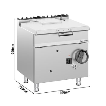 Gas Kippbratpfanne - 60 Liter - 20,5 kW - mit Handrad und Wasseranschluss
