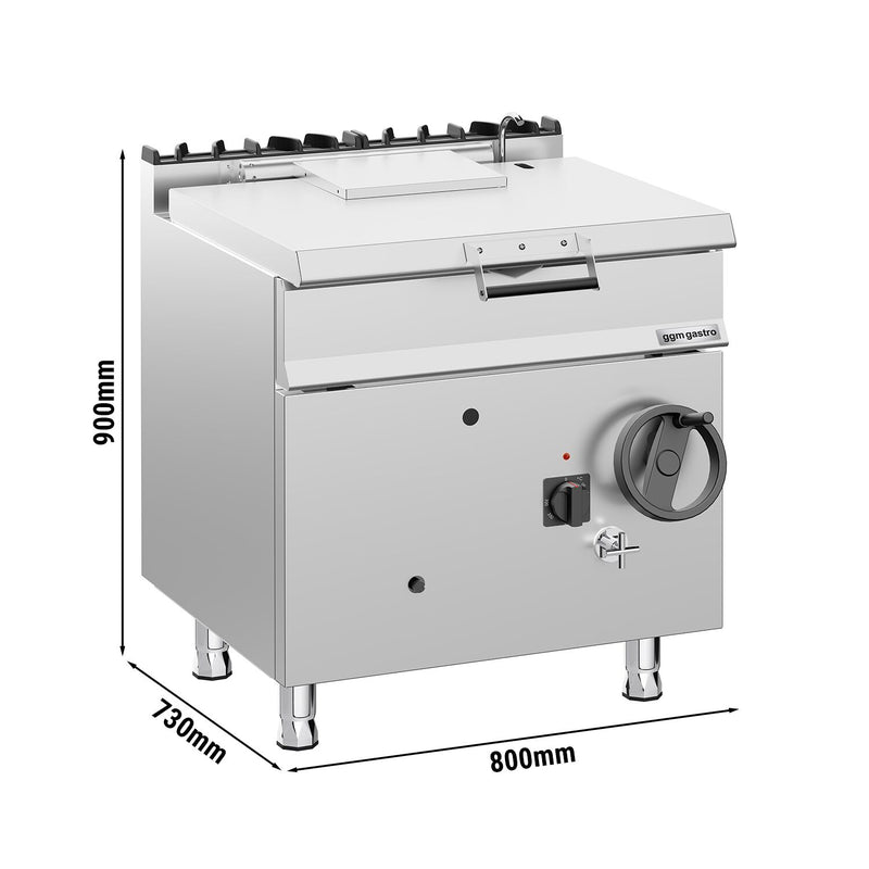 Gas Kippbratpfanne - 60 Liter - 20,5 kW - mit Handrad und Wasseranschluss