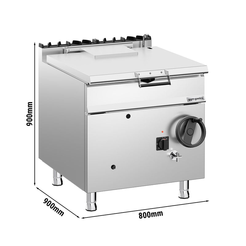 Gas Kippbratpfanne - 80 Liter - 20,5 kW - mit Handrad und Wasseranschluss