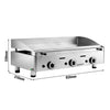 Płyta grillowa gazowa - z powłoką z twardego chromu - 9,3 kW – gładka – powierzchnia grzewcza: 755x400mm