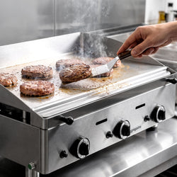 Płyta grillowa gazowa - z powłoką z twardego chromu - 9,3 kW – gładka – powierzchnia grzewcza: 755x400mm