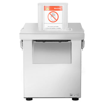 Elektryczna krajalnica do warzyw – 200 W – w zestawie tarcza tnąca 4 mm i 5 sit do krojenia w kostkę - Prime Gastro