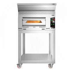 Piec do pizzy – gazowy – 4x 34 cm – manualny – z okapem, podstawą i kółkami