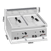 Commercial Countertop Free Standing Gas Twin Tank Fryer - 8+8 litres - 13.2kW - with drain tap