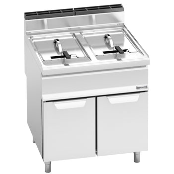 Frytownica gazowa dwukomorowa wolnostojąca - 20+20L - 33kW - z kranem spustowym