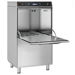 Zmywarko-wyparzarka kapturowa do naczyń - dwupłaszczowa - Sterowanie elektroniczne (cyfrowe) - 6,75kW - kosz 570x570mm - z dozownikami detergentu i nabłyszczacza oraz pompą spustową
